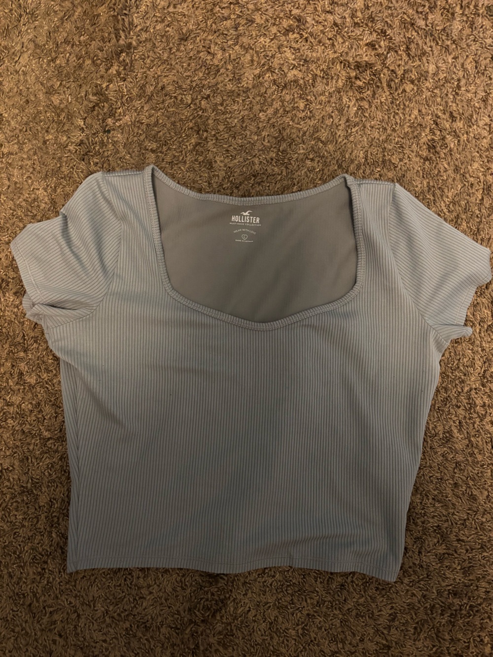 Hollister Powder Blue Ribbed Scoop Neck Tee